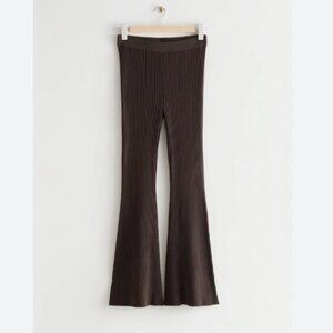 & Other Stories Brown Flare Ribbed Trousers -- M
